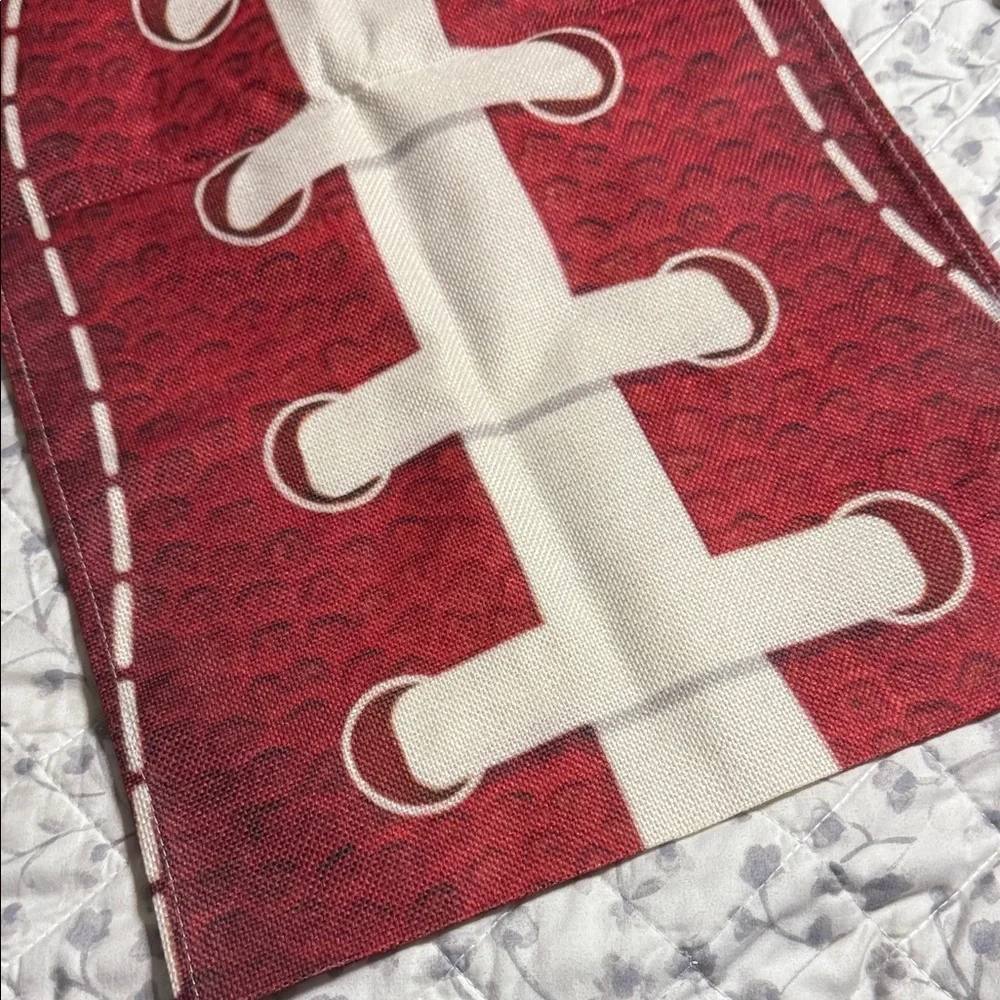 Red and White Football Design Table Runner